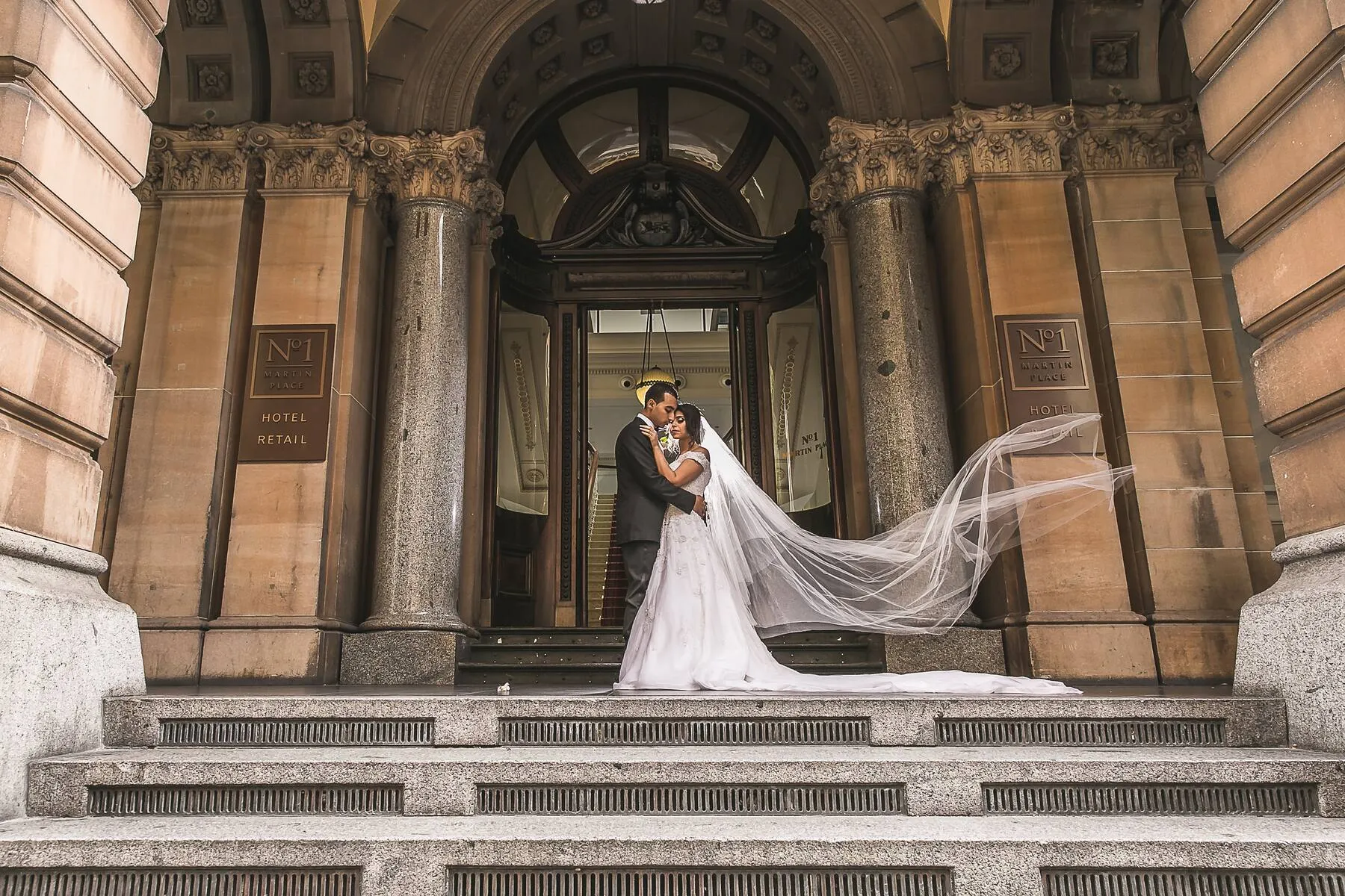 Wedding photograph from Doltone House / Martin Place in Sydney CBD, NSW